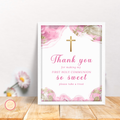 1st Communion Thank You for Coming Sign - Pink