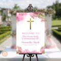 First Holy Communion Welcome Sign - Pink