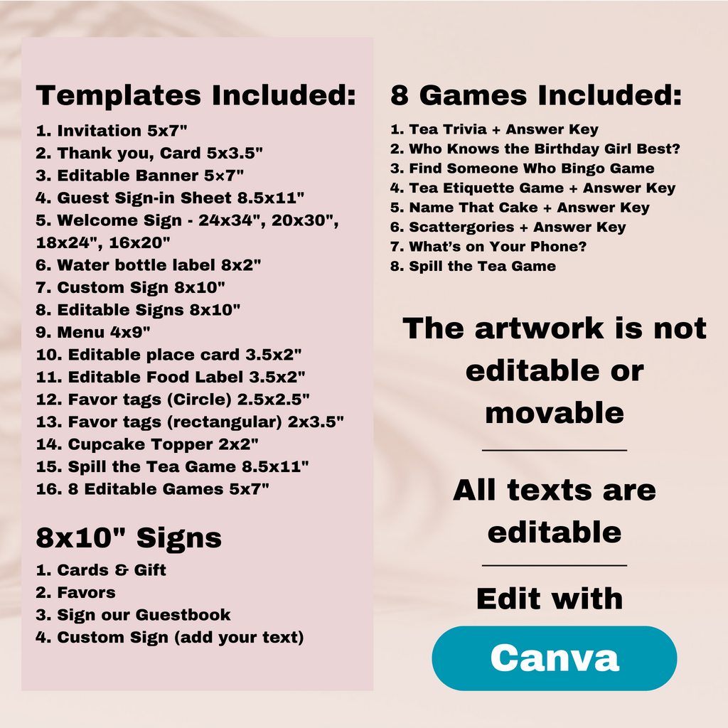 Tea Party Birthday Template Bundle