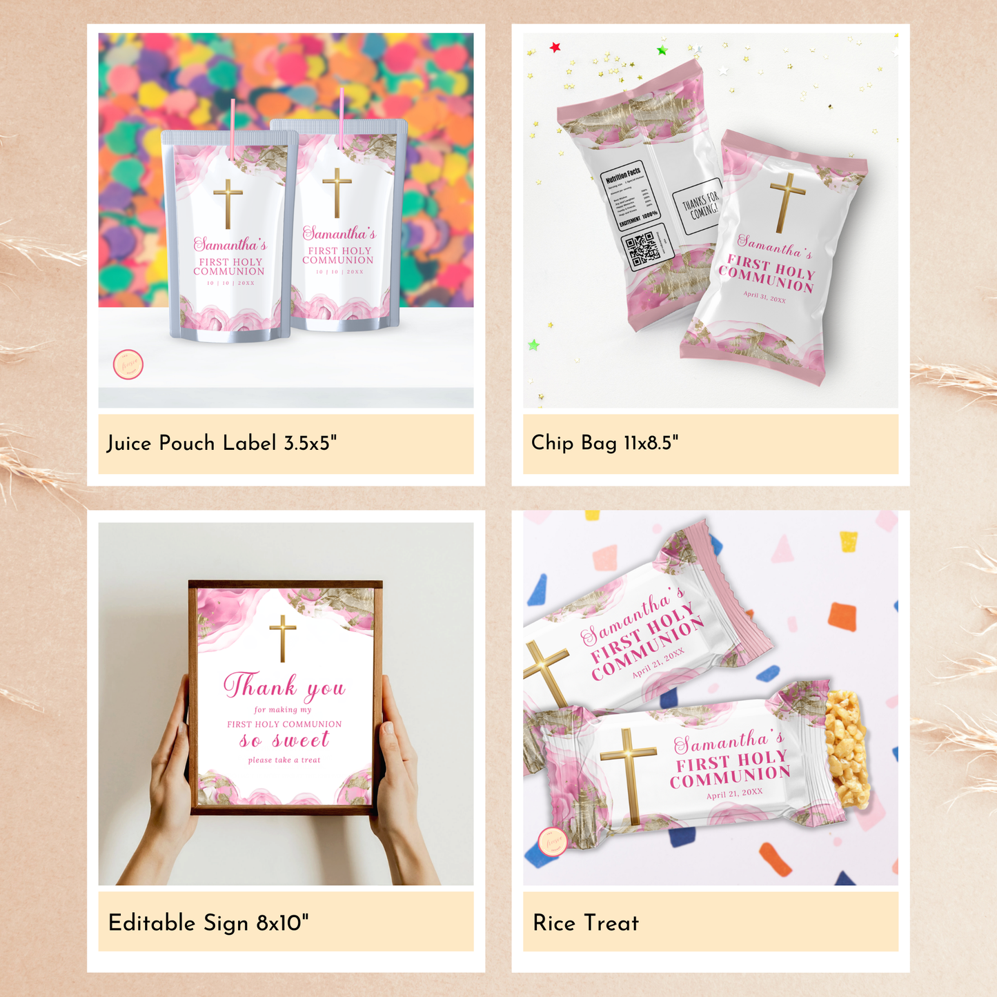 First Holy Communion Celebration Bundle - Pink