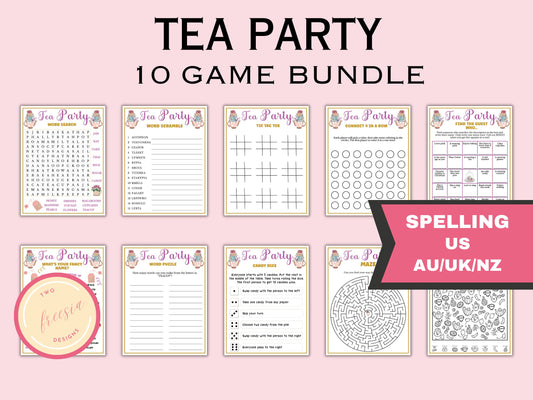 10 Tea Party Game Bundle for Kids - Tea Party Games for Girls Birthday, Bridal Shower, Afternoon Tea , Ladies Garden Tea Party