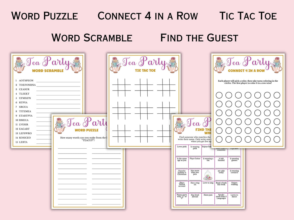 10 Tea Party Game Bundle for Kids