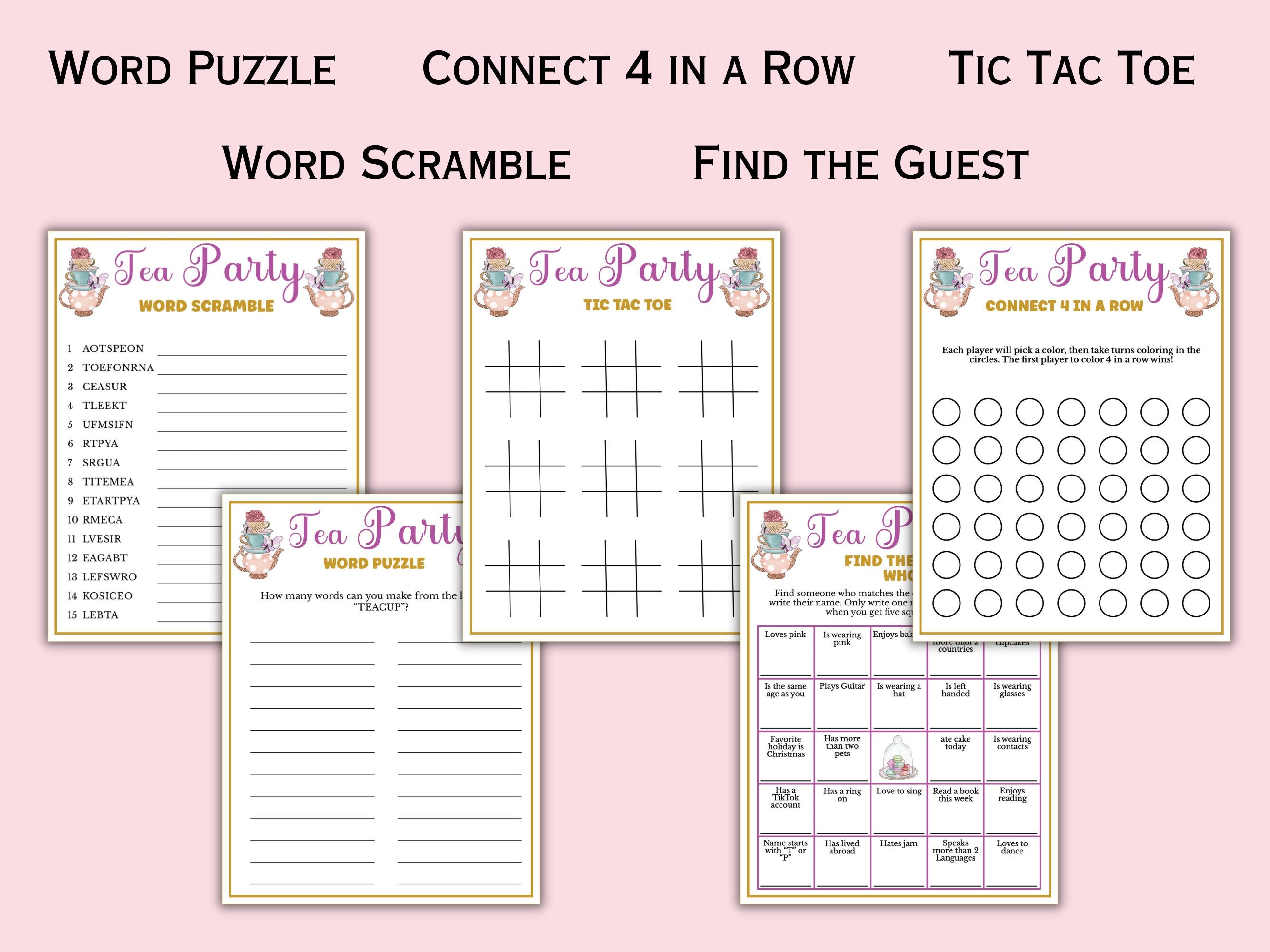 10 Tea Party Game Bundle for Kids