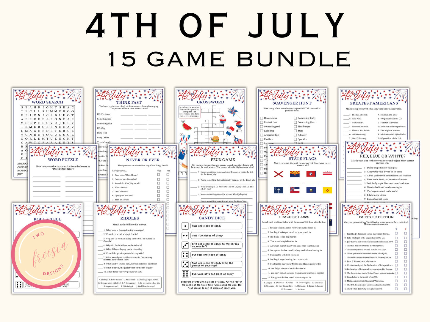 15 Printable 4th of July Games