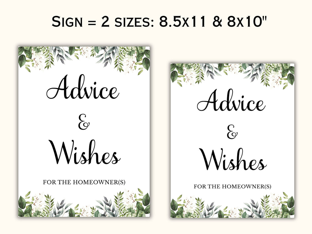 Housewarming Advice and Wishes Cards & Sign