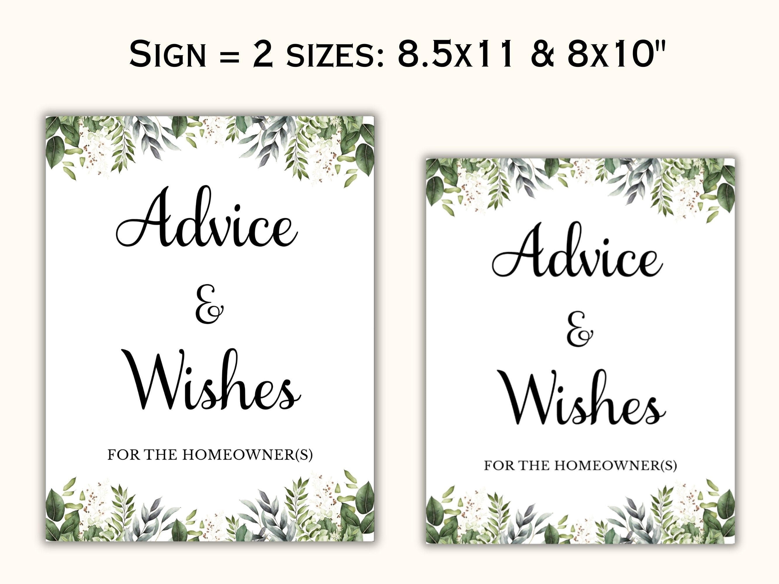Housewarming Advice and Wishes Cards & Sign