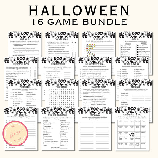 Halloween Party Games - Printable Halloween Party Game Bundle for Teens and Adults - Icebreaker Activities & Spooky Party Games - KL098