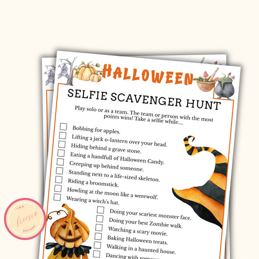 Halloween Selfie Scavenger Hunt - Printable Halloween Party Game for Teens and Adults - Icebreaker Activity & Spooky Party Game - KL098