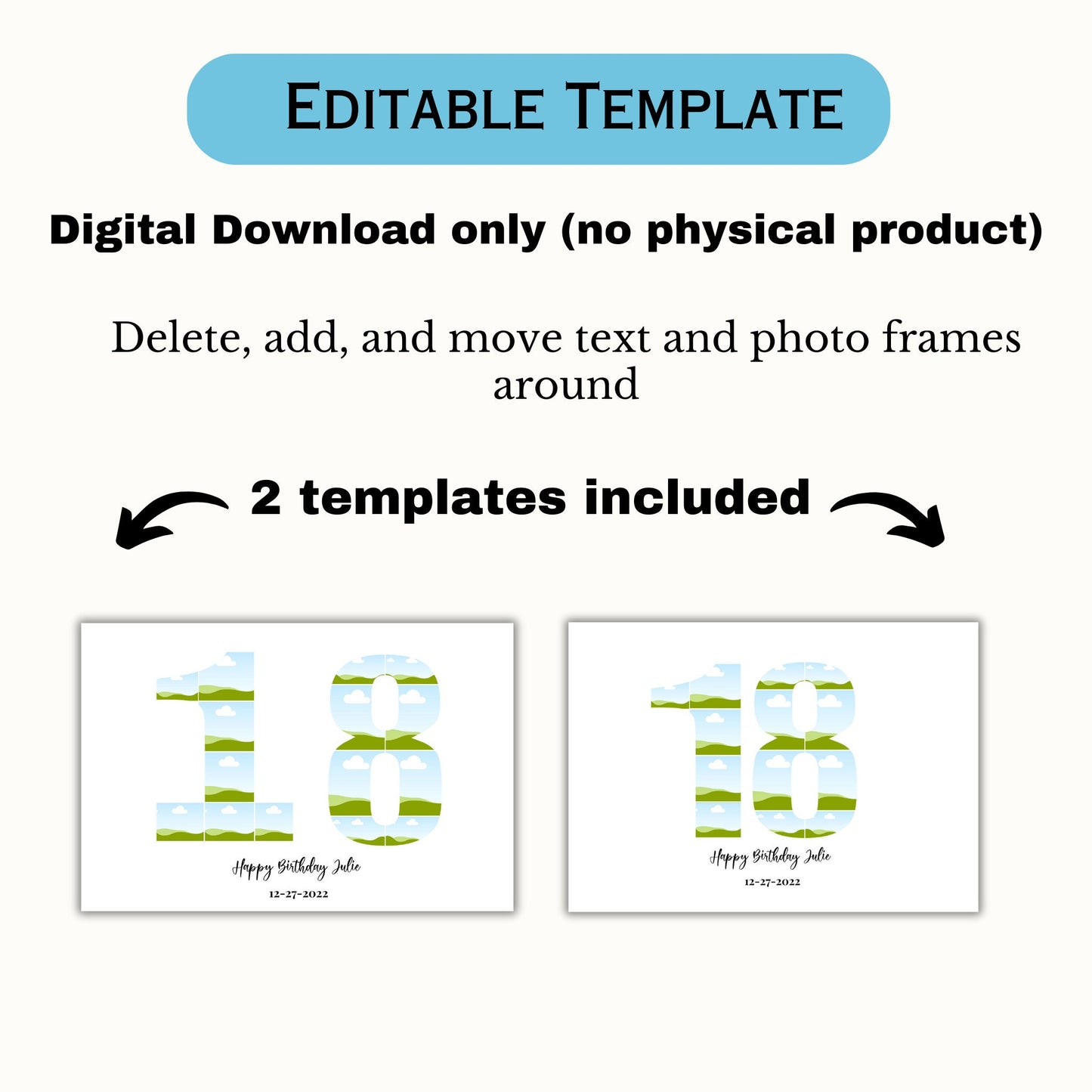 Number 18 Photo Collage Template