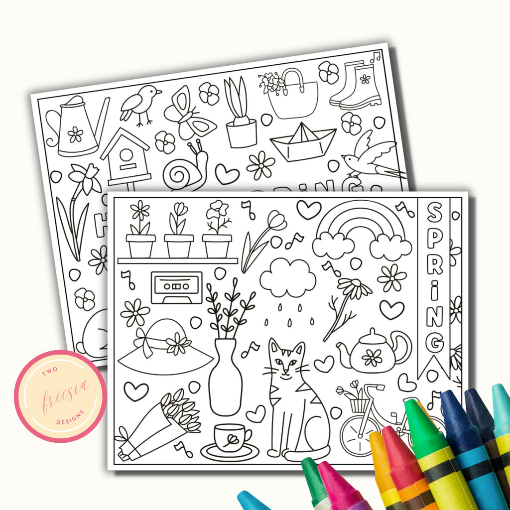 Printable Spring Doodle Coloring Pages