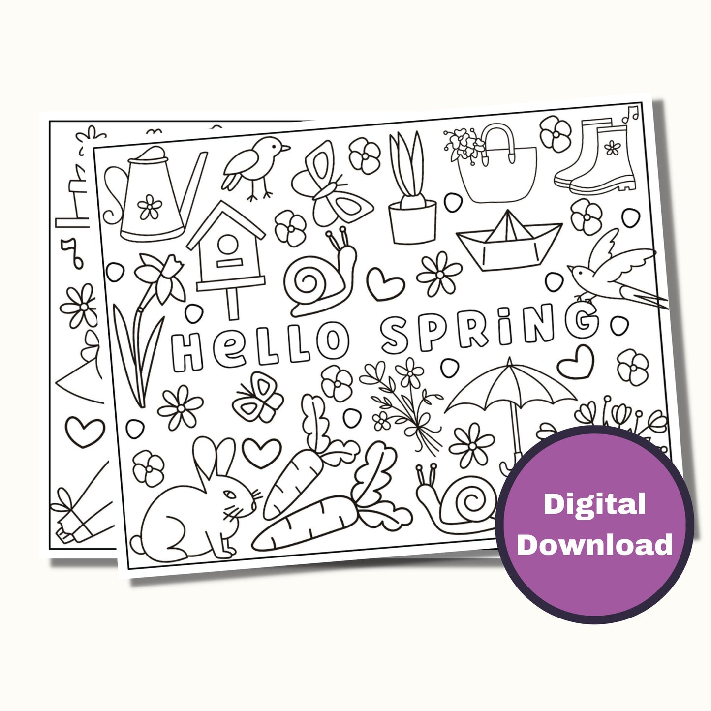 Printable Spring Doodle Coloring Pages