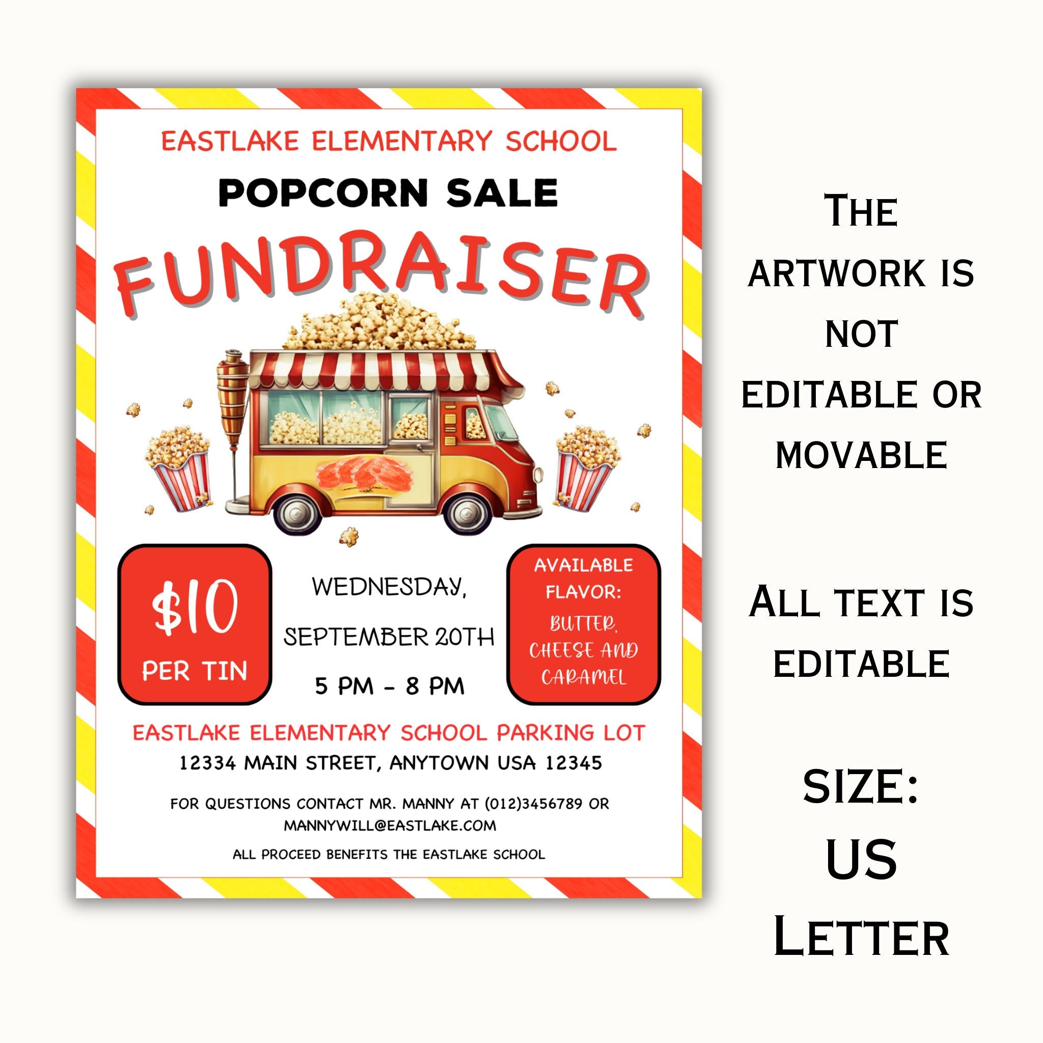 Popcorn Fundraiser Flyer Editable Template