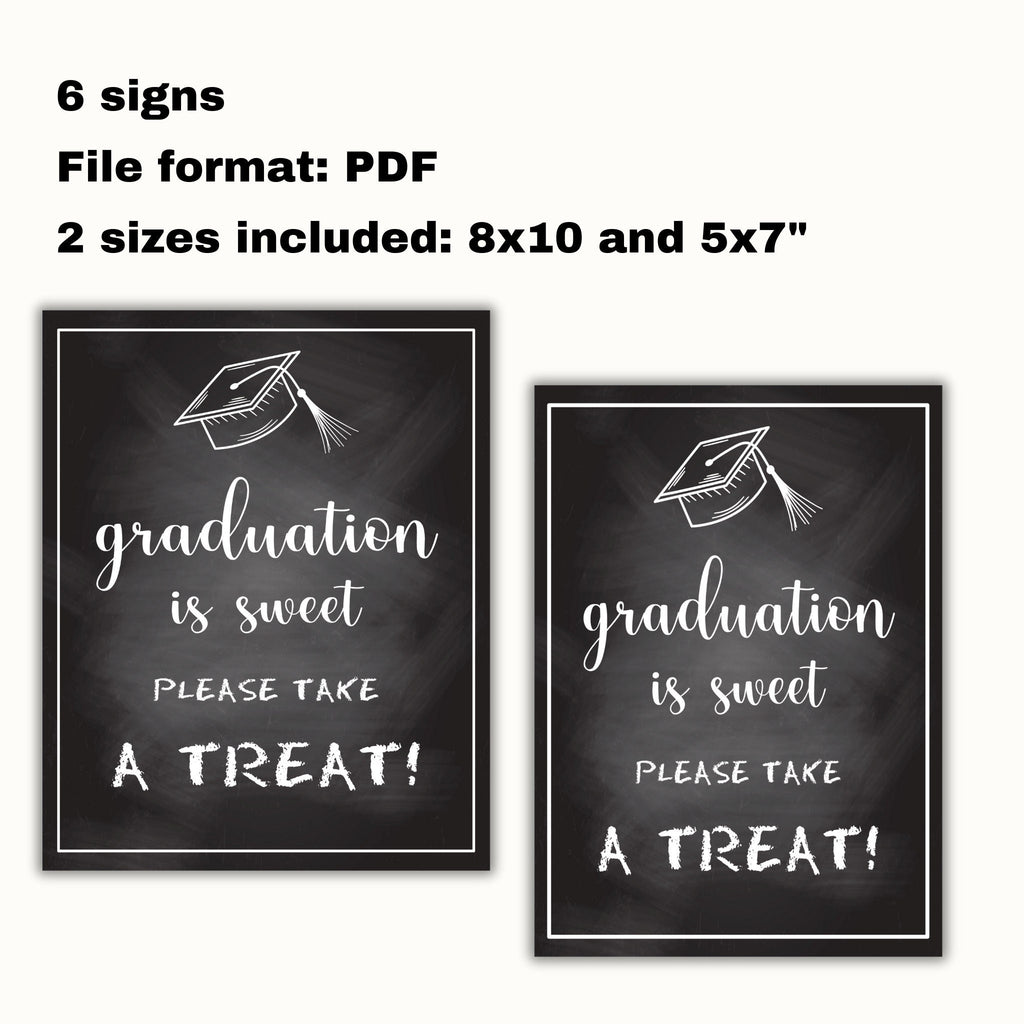 Graduation Party Table Signs Bundle - Chalkboard