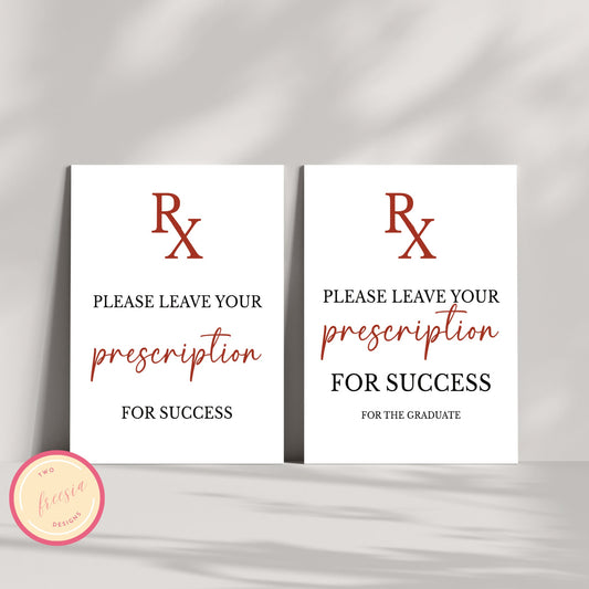 Leave Your Prescription for Success Sign and Advice Card