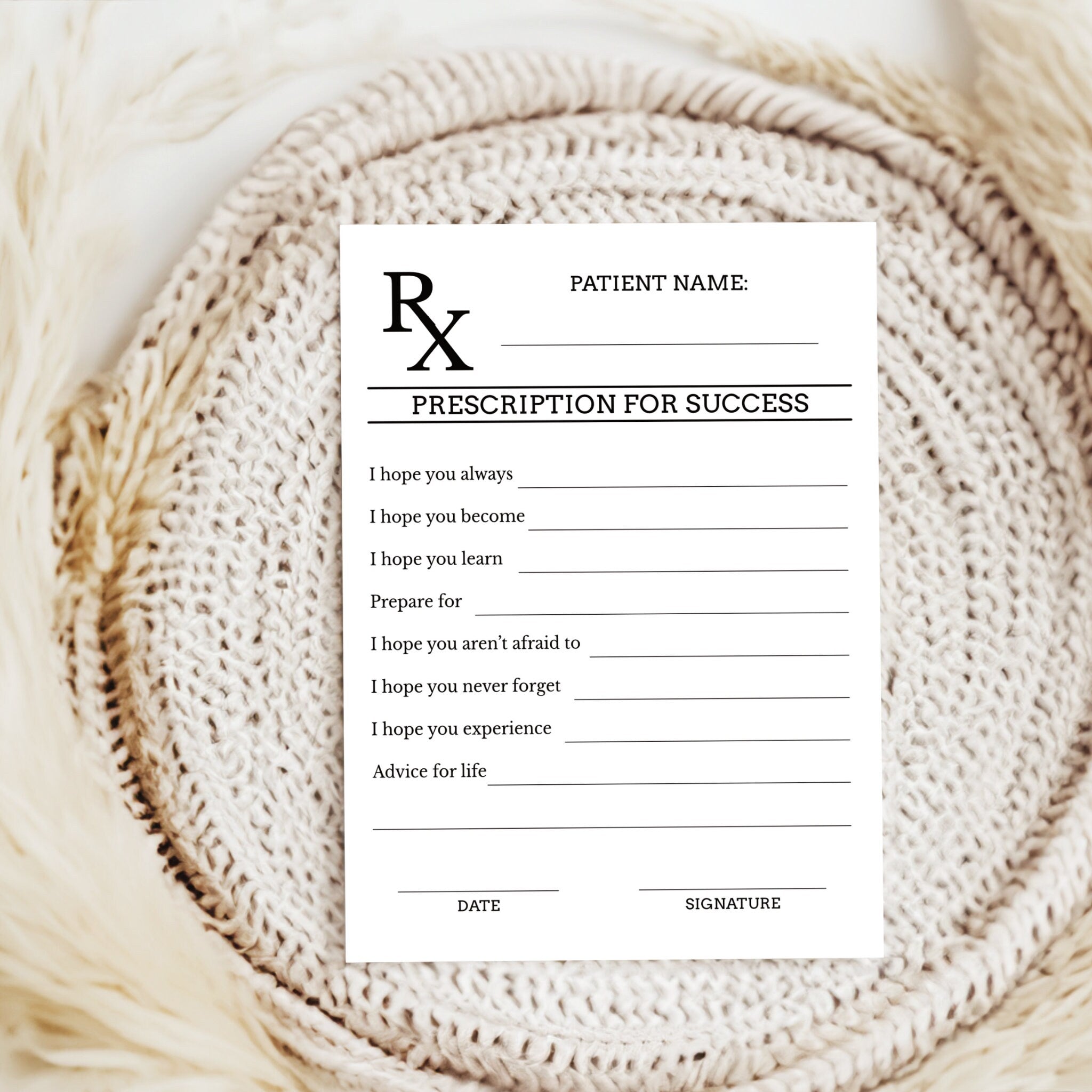 Leave Your Prescription for Success Advice Card