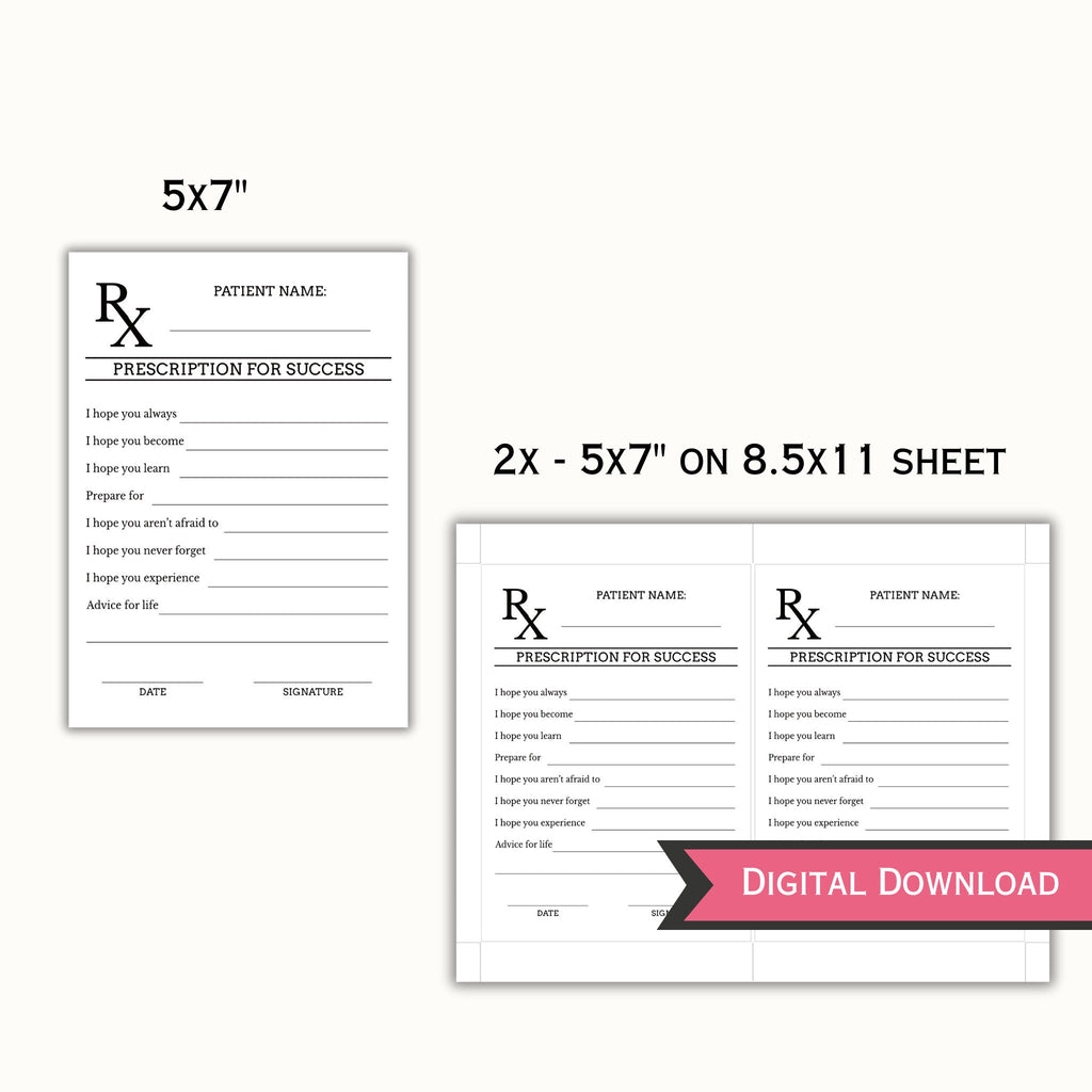 Leave Your Prescription for Success Advice Card