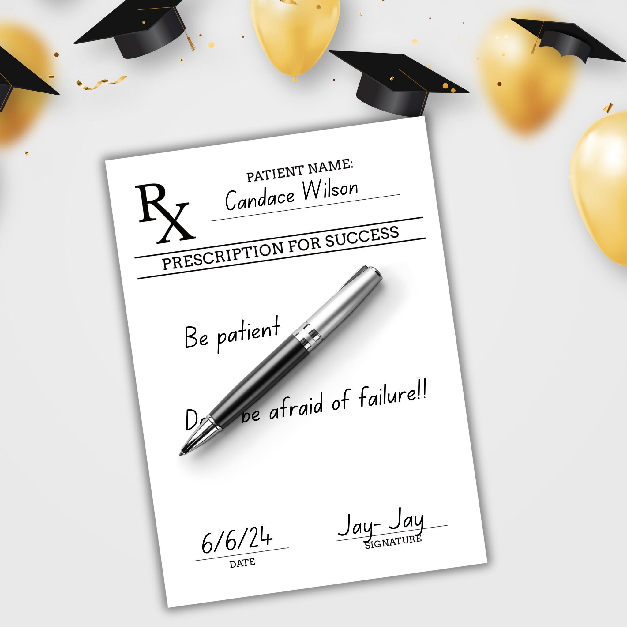 Leave Your Prescription for Success Advice Card