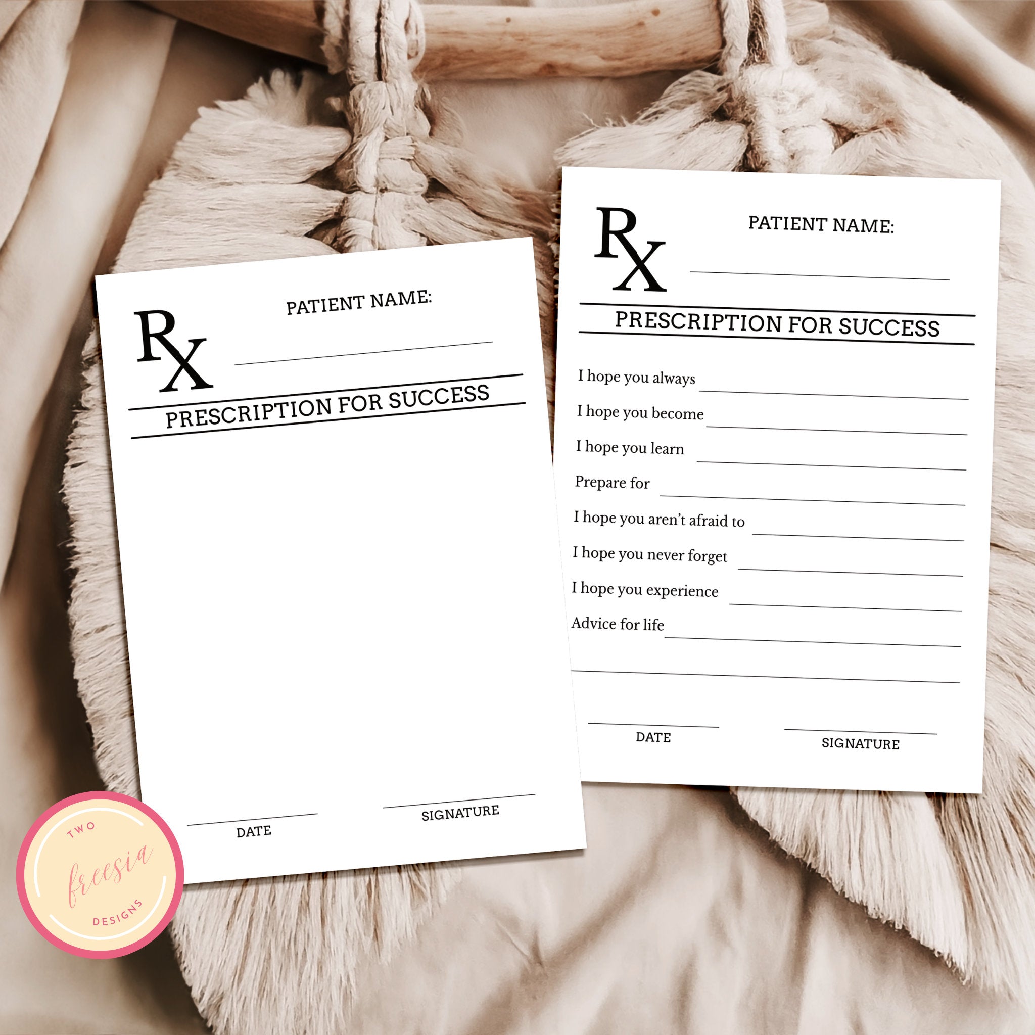 Leave Your Prescription for Success Advice Card
