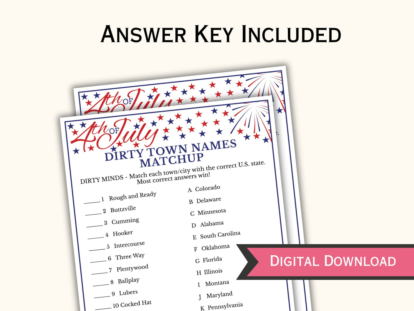 Dirty Town Names Match Up