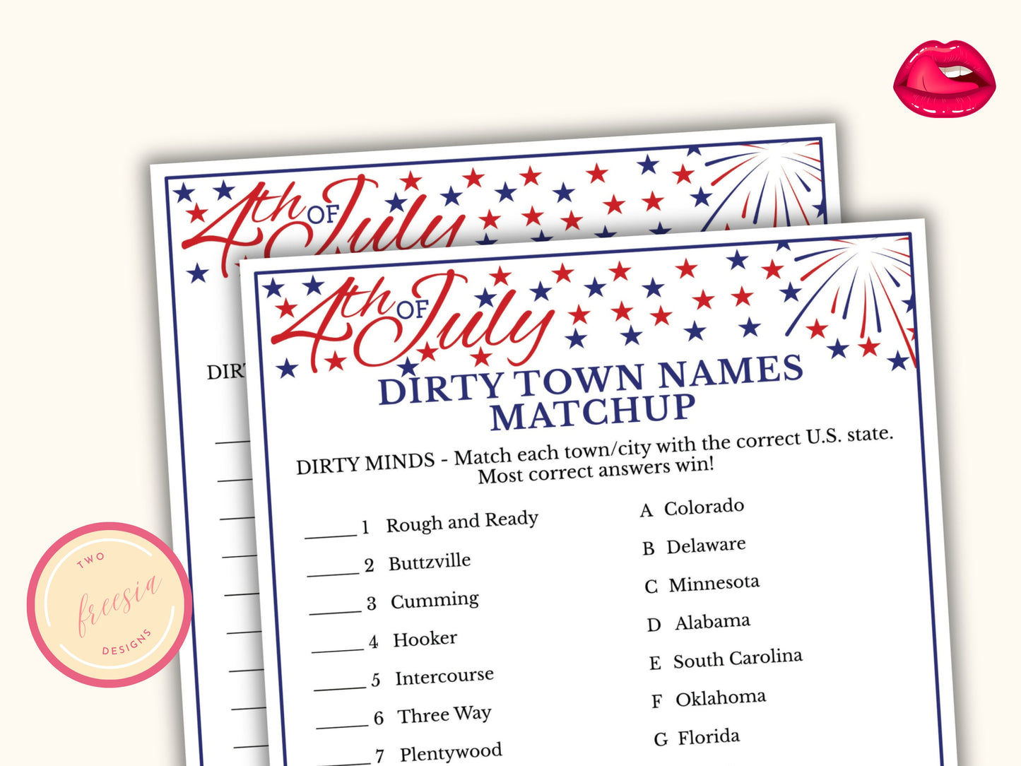 Dirty Town Names Match Up