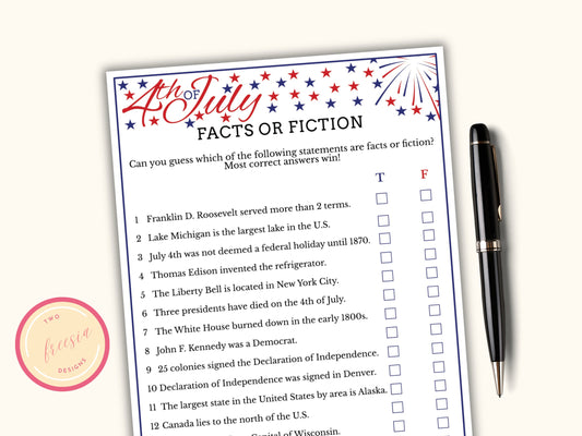 Fact or Fiction - 4th of July Game