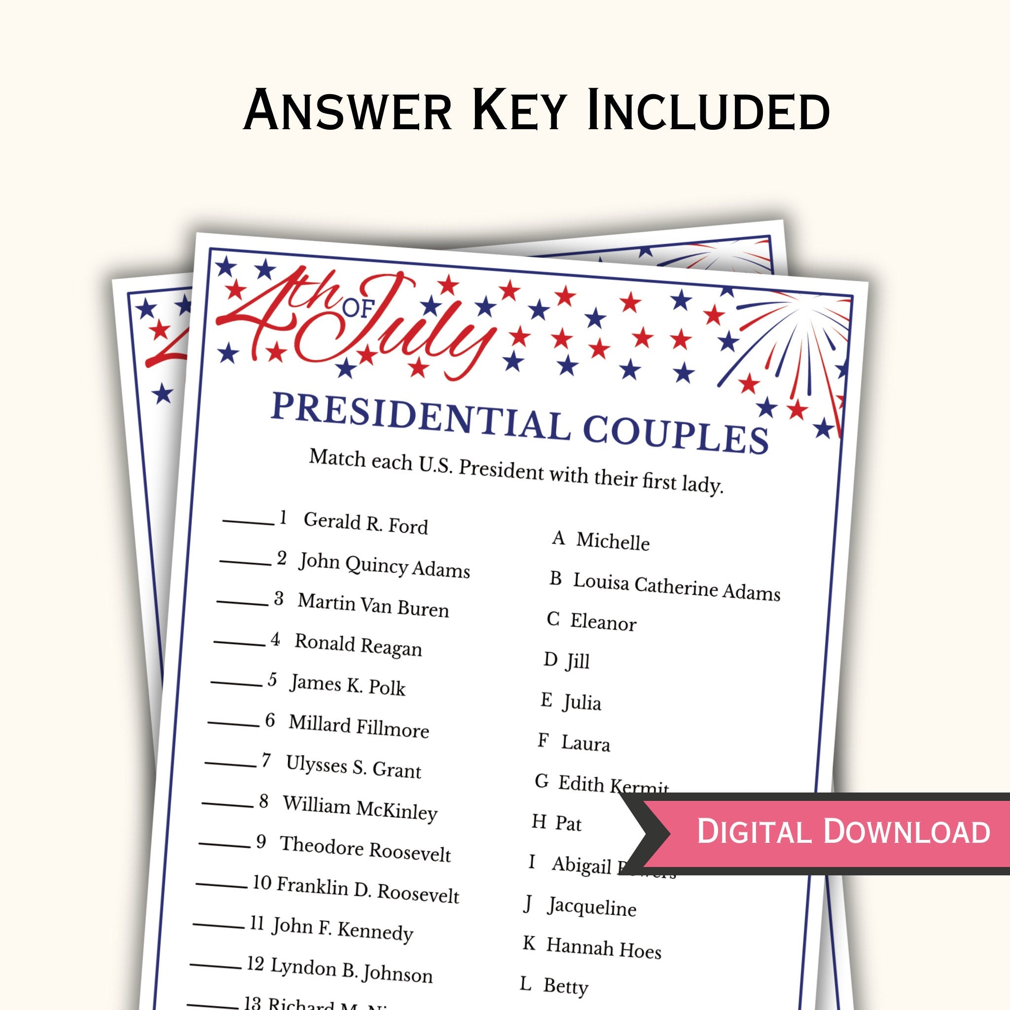 Presidential Couple Match | 4th of July Game