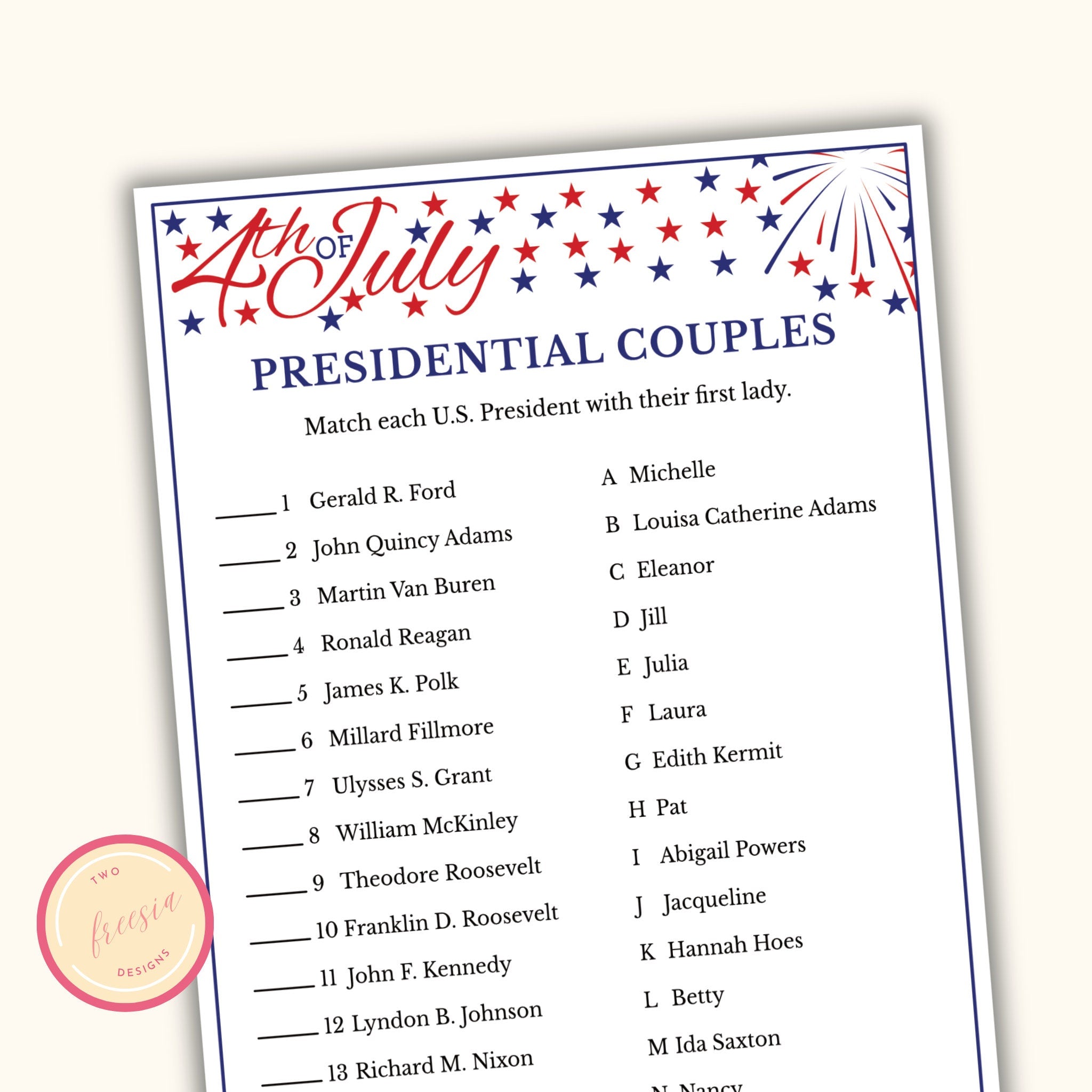 Presidential Couple Match | 4th of July Game