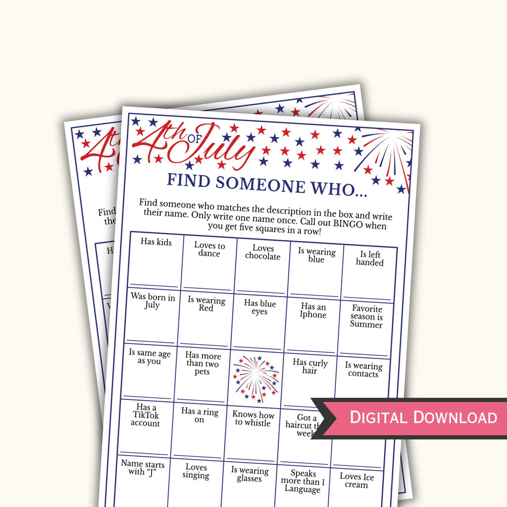 Find Someone Who Bingo Game - 4th of July