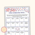 Find Someone Who Bingo Game - 4th of July