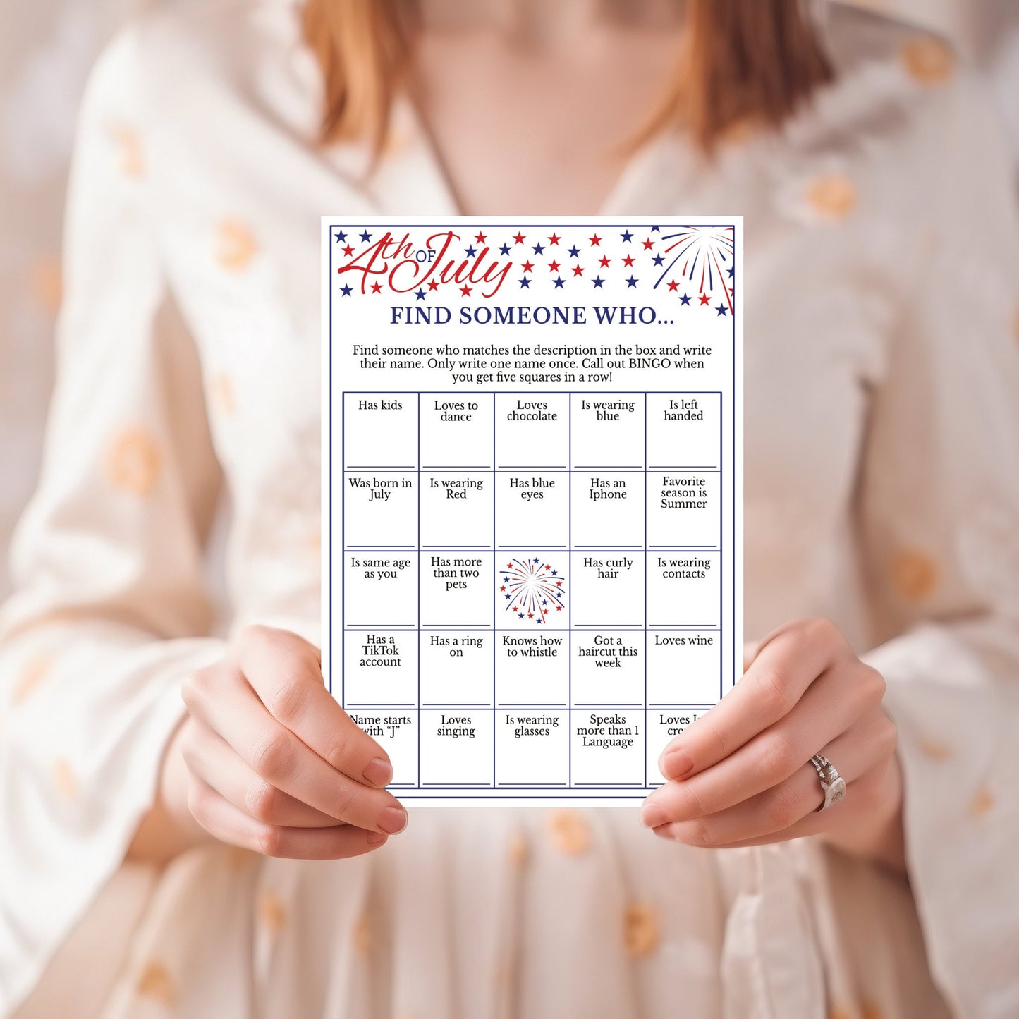 Find Someone Who Bingo Game - 4th of July