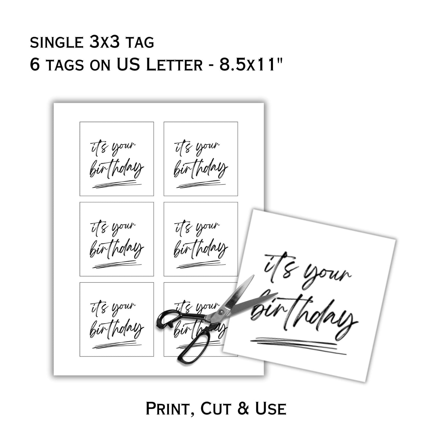 Printable It's Your Birthday Gift Tag - 3x3"