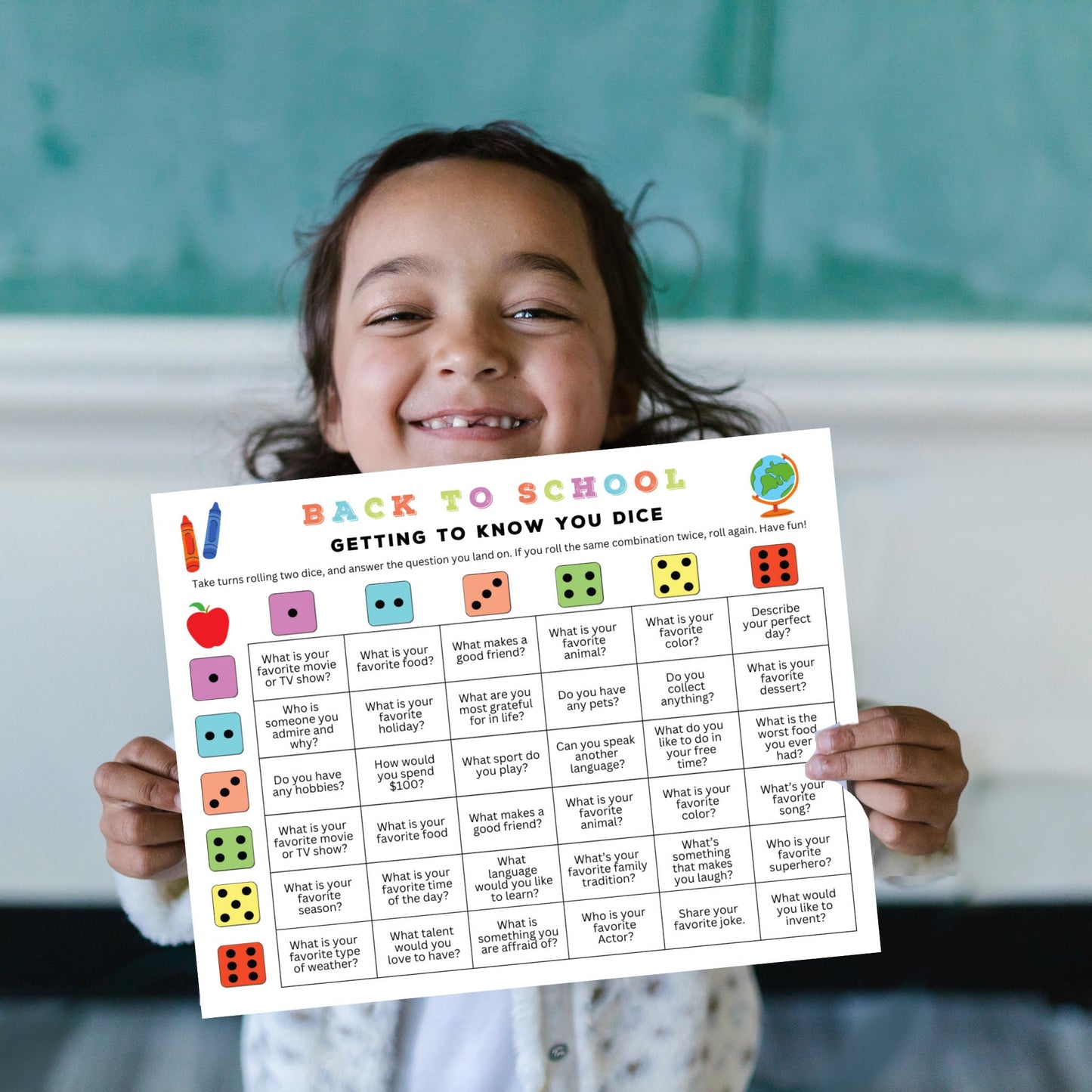 Back to School Dicebreaker - Classroom Icebreaker Activity - Roll & Tell Game - Getting To Know You Questions for Kids and Teachers