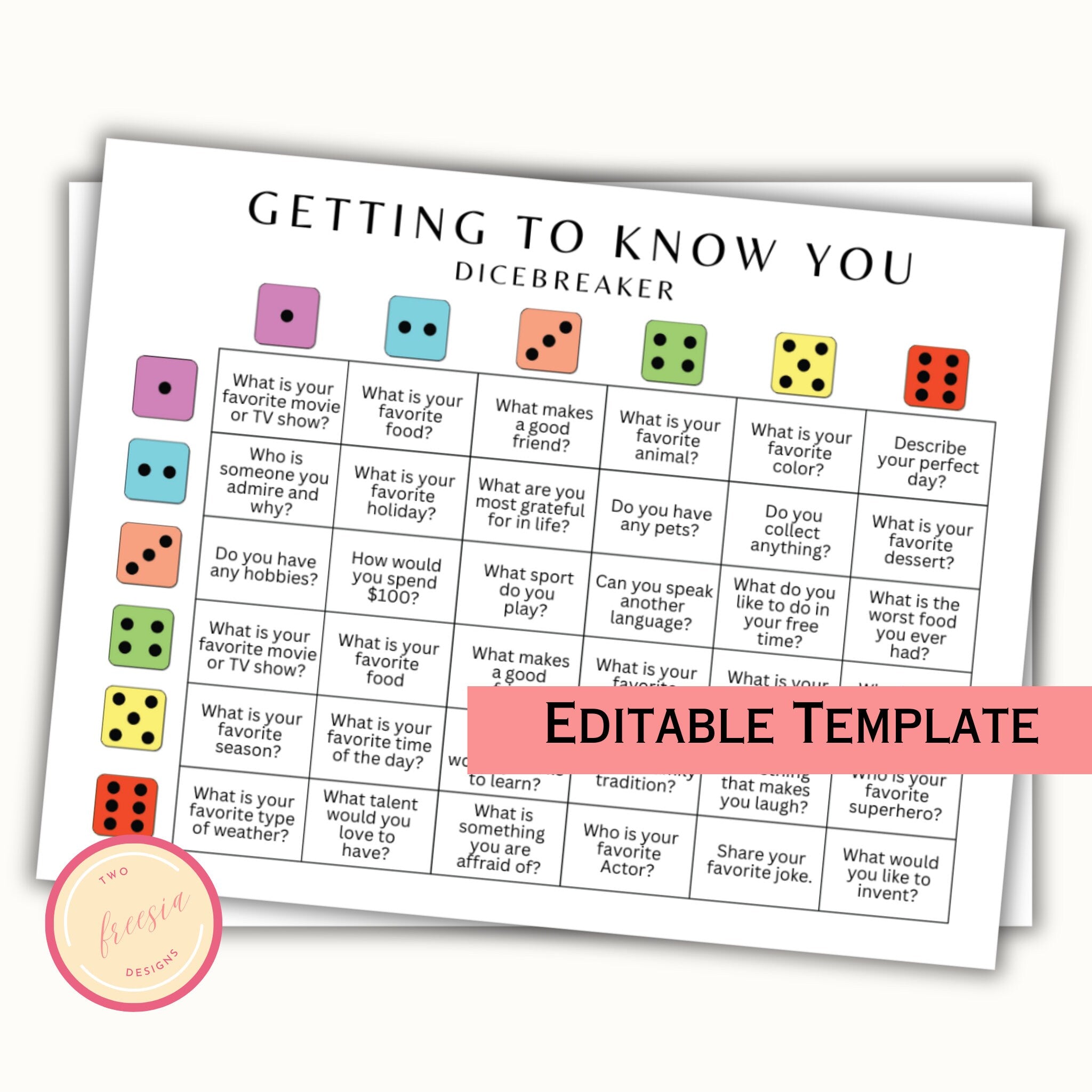 Roll and Tell DiceBreaker Game