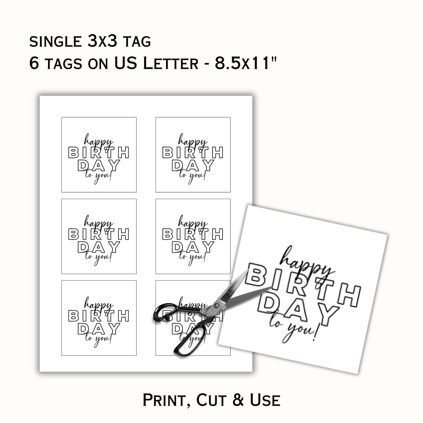 Printable Happy Birthday to You Gift 3x3 Tag