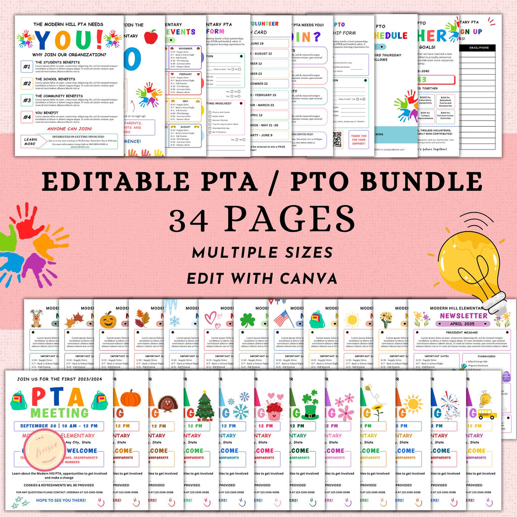 Ultimate PTO PTA Flyer/Form Template Bundle
