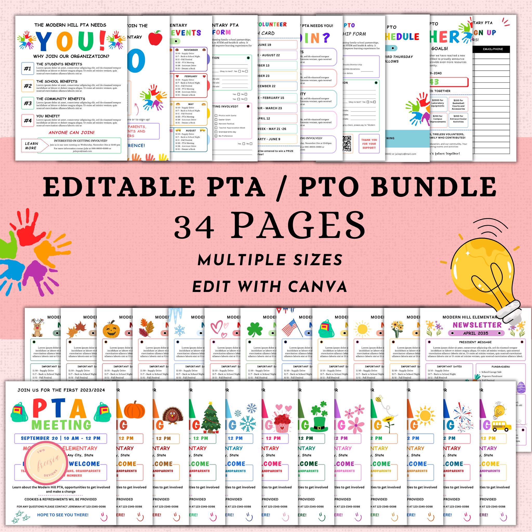 Ultimate PTO PTA Flyer/Form Template Bundle