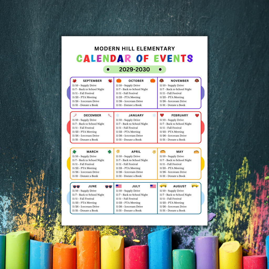 PTO Calendar of Events Flyer Template