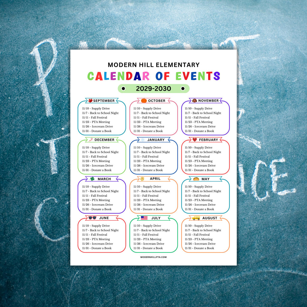 PTA/PTO Calendar of Events Flyer