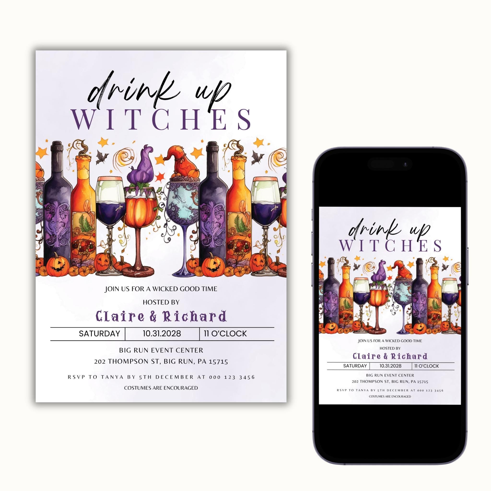 Drink Up Witches Halloween Invitation