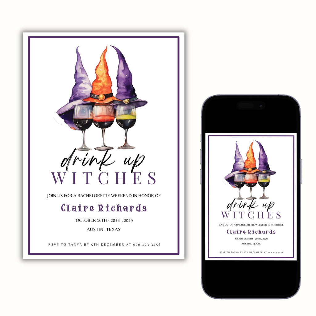 Drink Up Witches Bachelorette Invitation