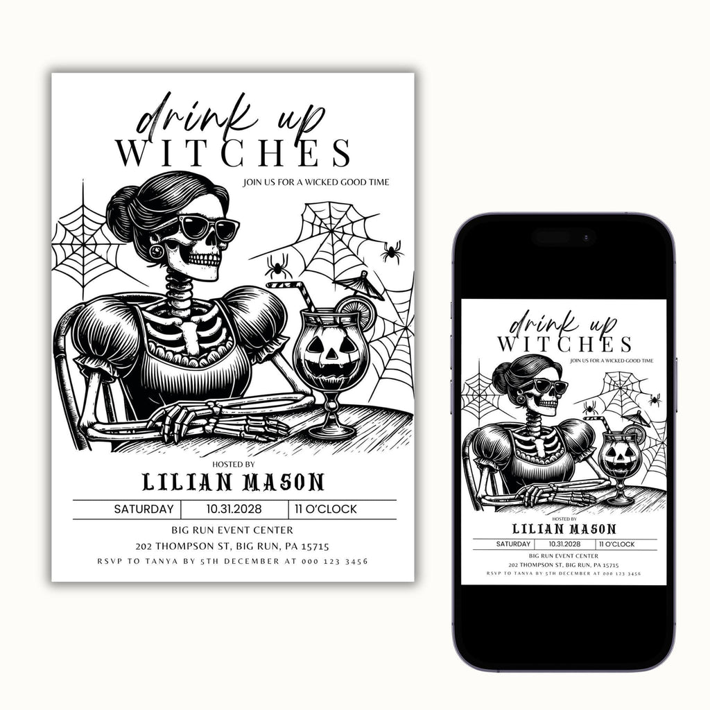 Drink Up Witches Halloween Invitation
