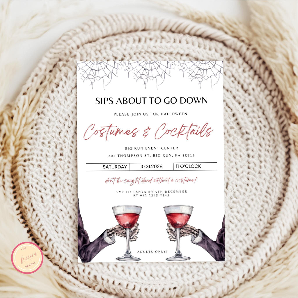 Costumes & Cocktails Halloween Invitation