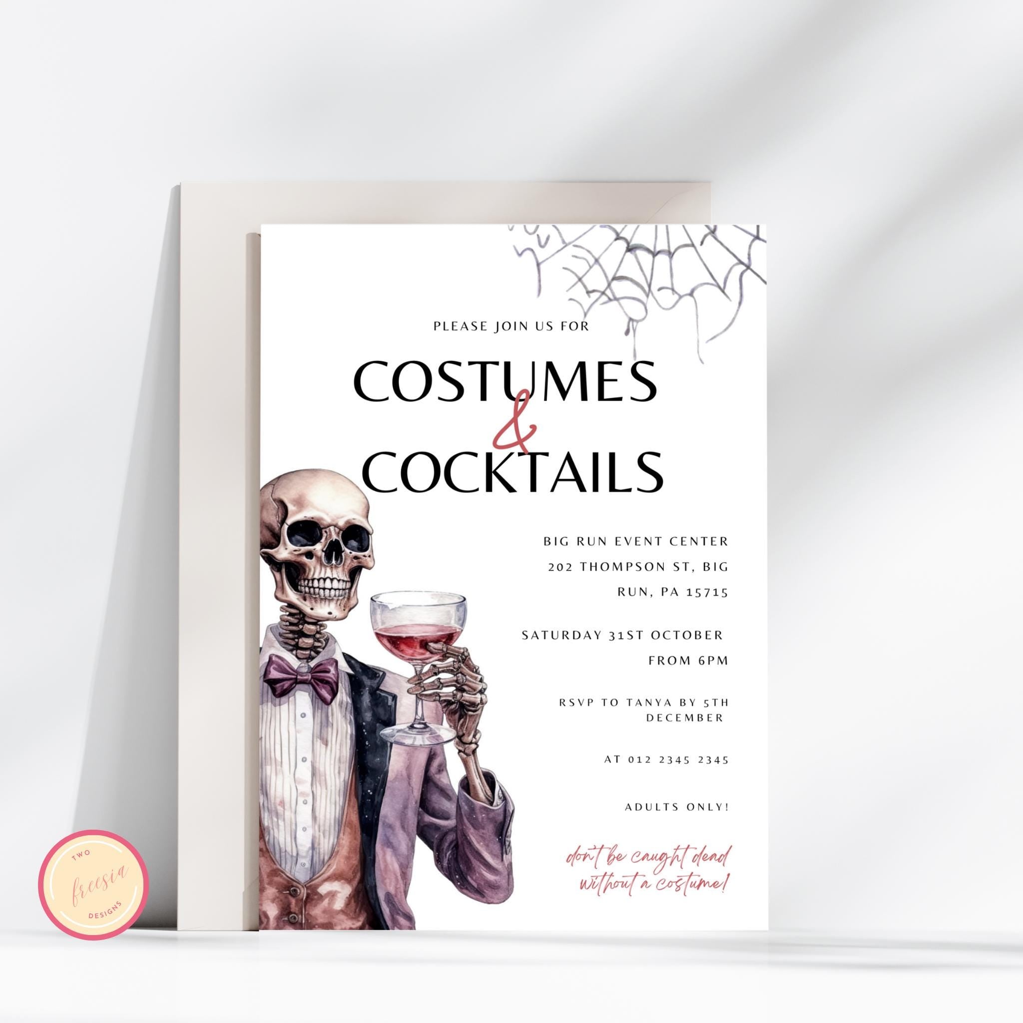 Editable Costumes and Cocktails Invitation