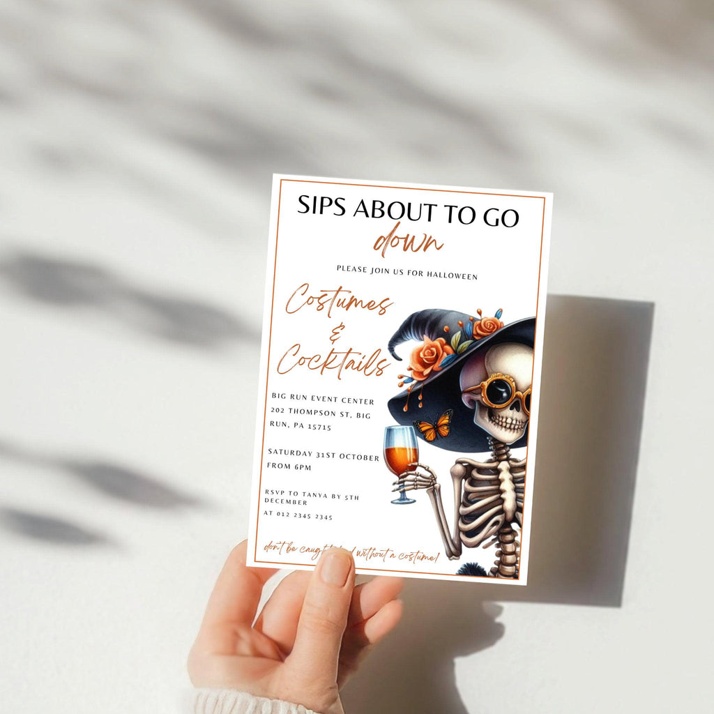 Sips About to Go Down Halloween Invitation
