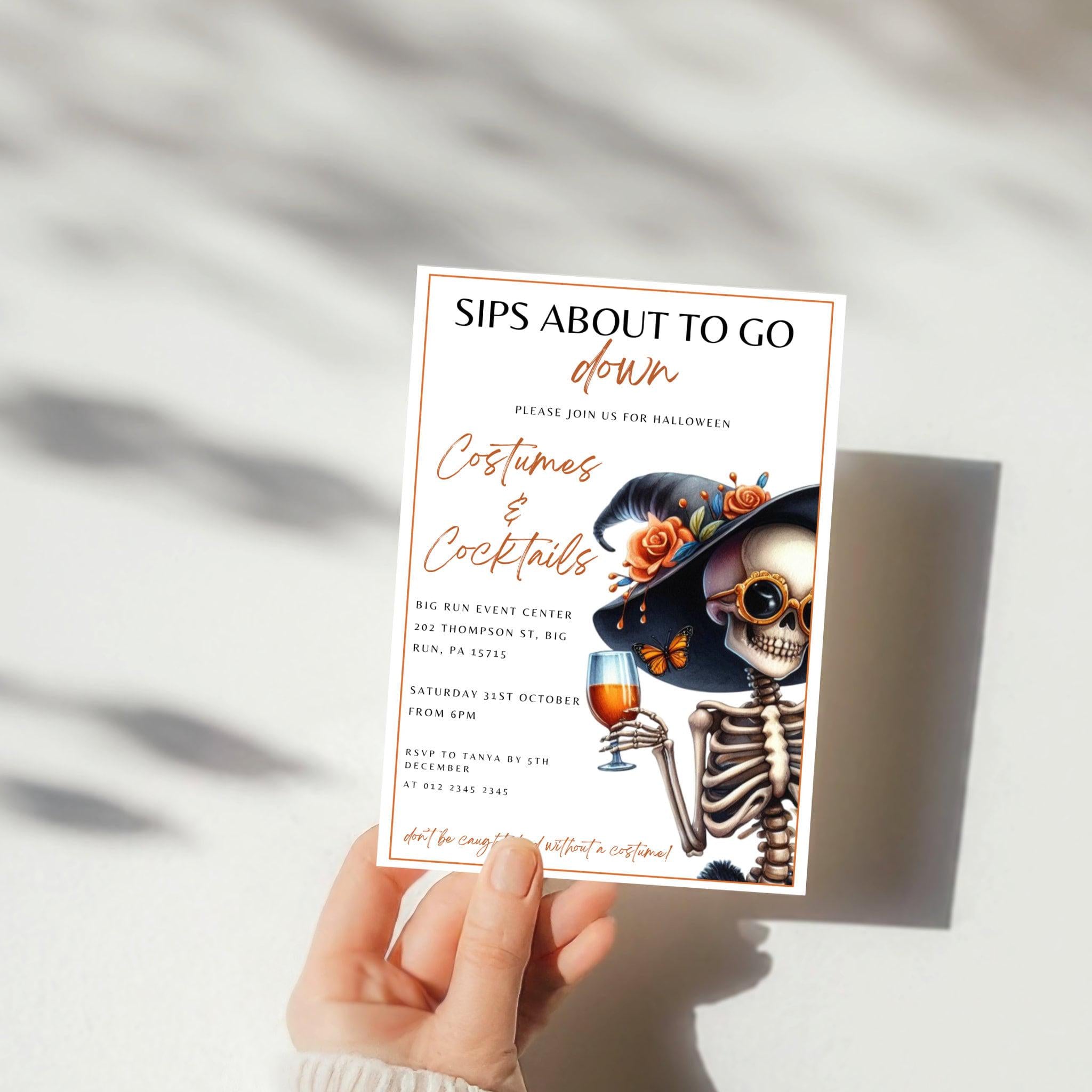 Sips About to Go Down Halloween Invitation