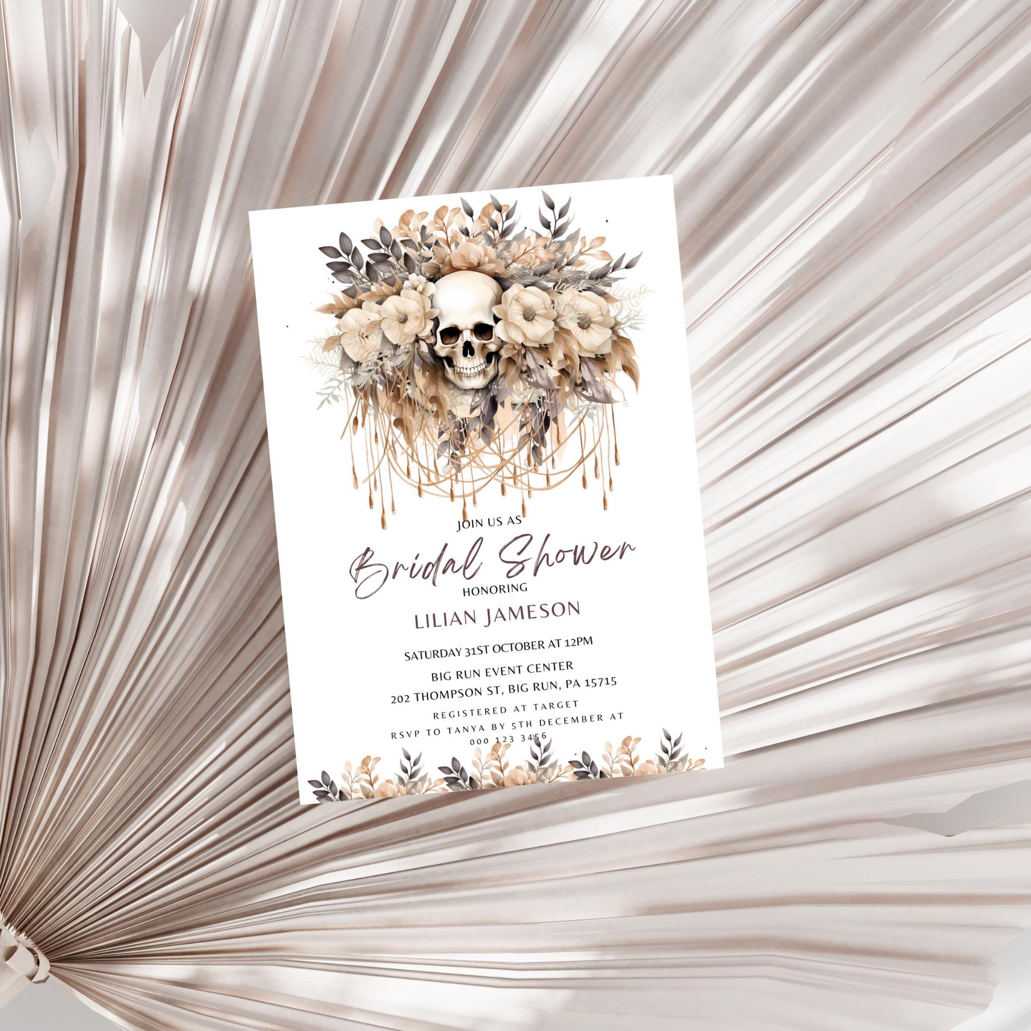 Halloween Skull Bridal Shower Invitation