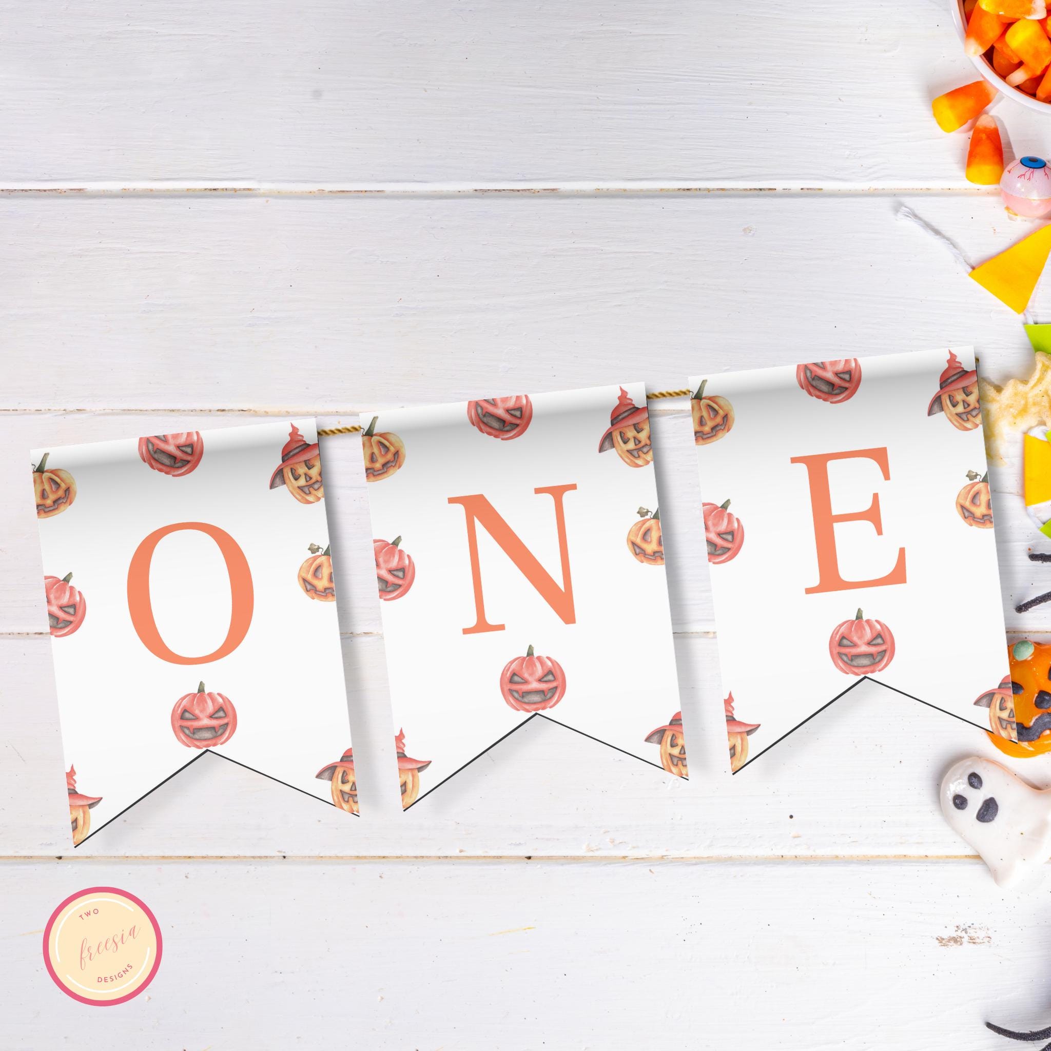 Editable Pumpkin Birthday High Chair Banner