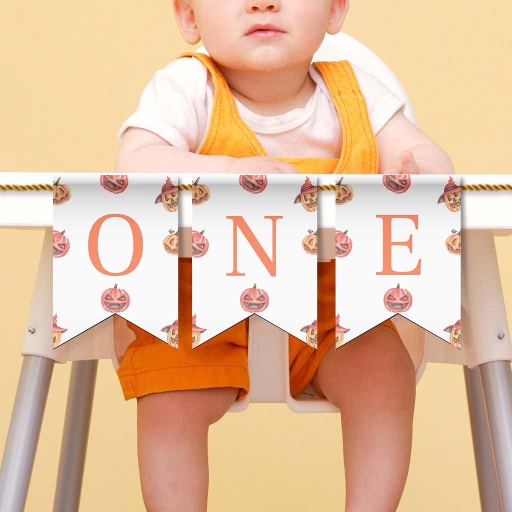 Editable Pumpkin Birthday High Chair Banner