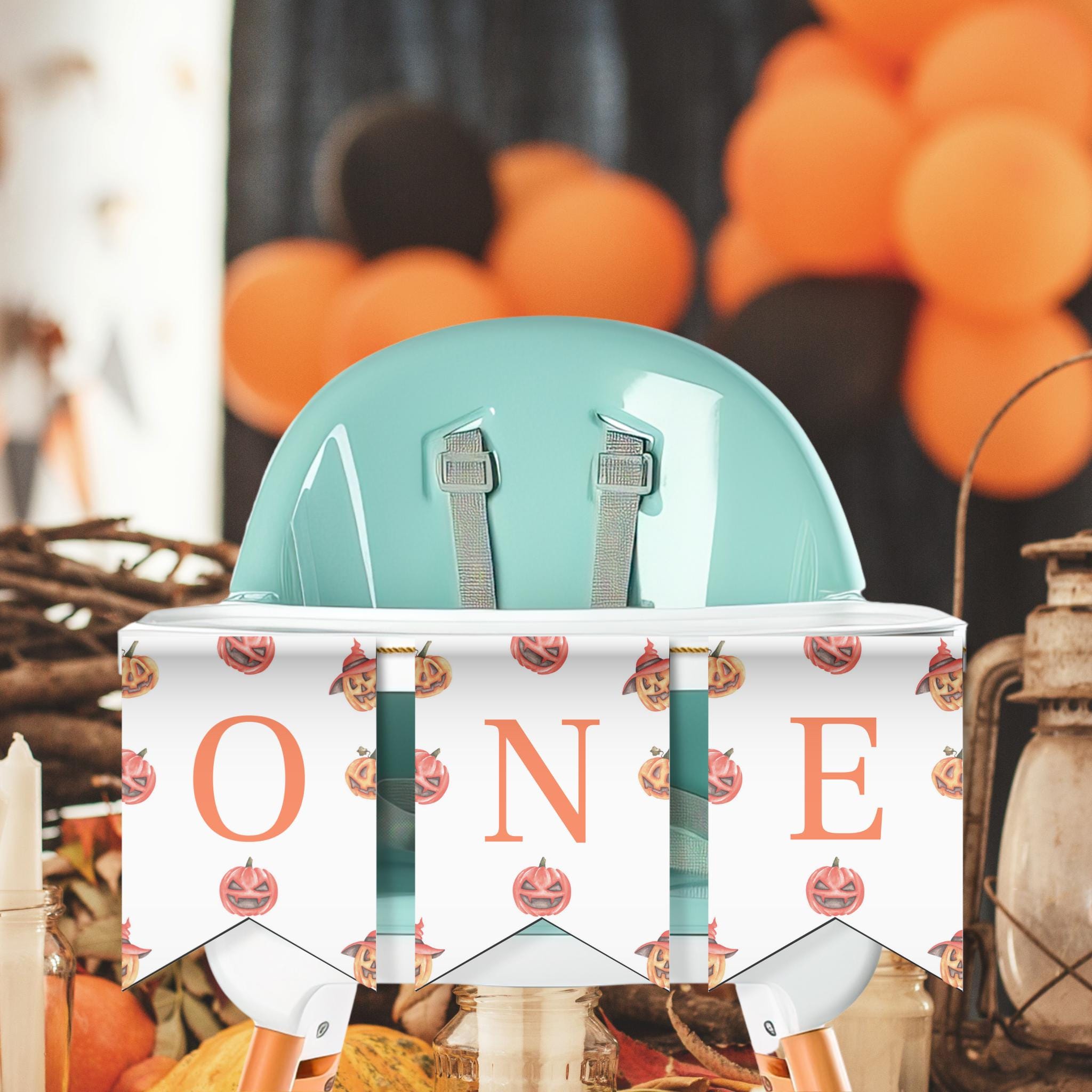 Editable Pumpkin Birthday High Chair Banner