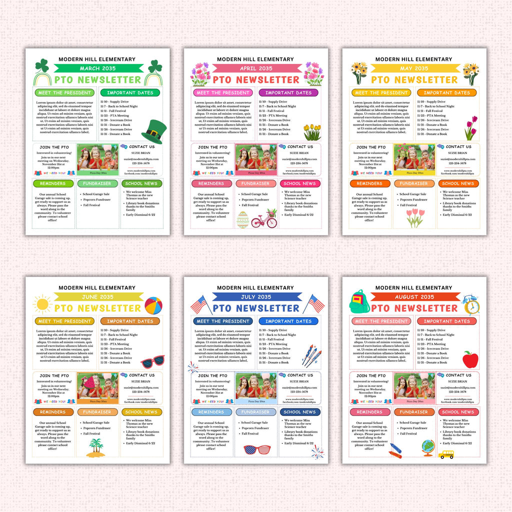 PTO Monthly Newsletter Template Bundle